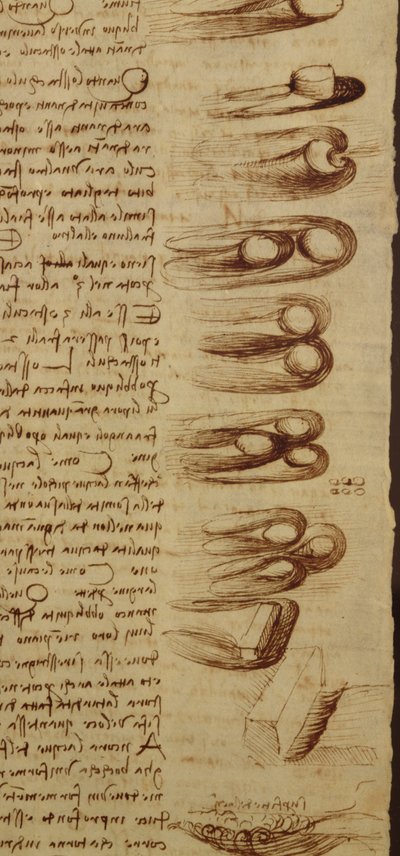 Scientific diagrams, from the Codex Leicester (detail) by Leonardo da Vinci